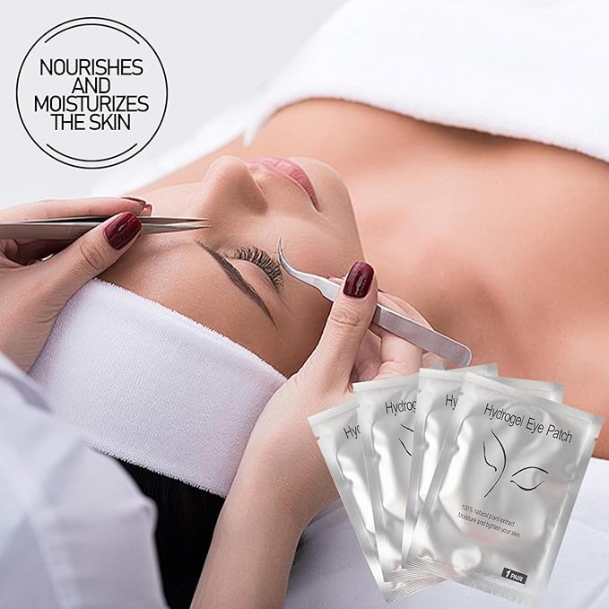100 Pairs Eye Gel Pads, Lint Free Under Eye Patches for Eyelash Extensions, Premium Eye Mask Beauty Tool Kit
