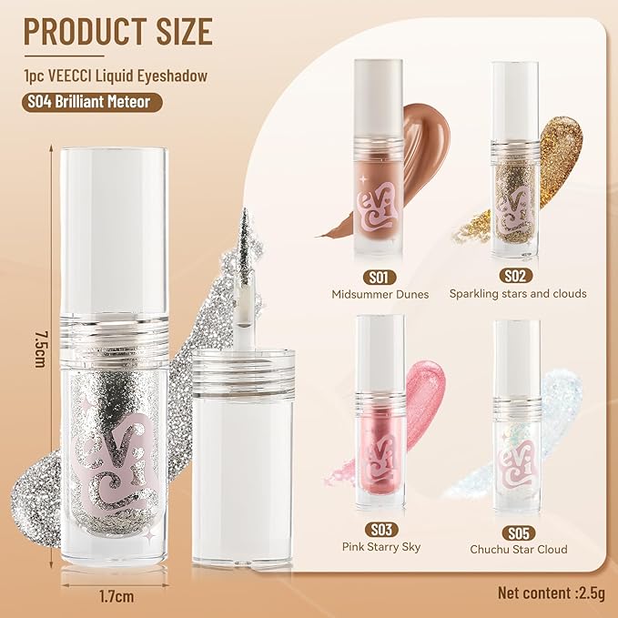 Liquid Eyeshadow, Long-Lasting Matte/Pearlescent eyeshadow, Cut Crease Eyeshadow Gel, High-Pigmented for Bold Eye Makeup, for day-to-night transitions (Radiant, Pearl)
