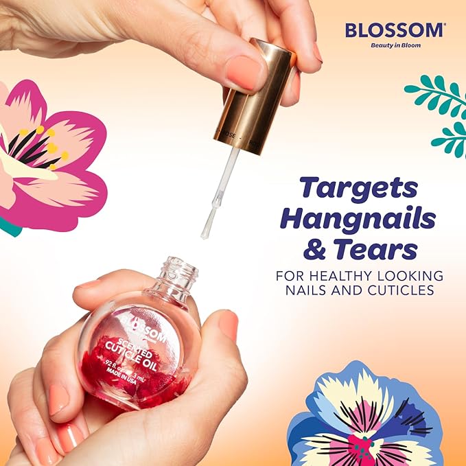 Blossom Cuticle Oil for Nails, Hydrating, Moisturizing, Scented Nail Oil Cuticle Care, Infused with Real Flowers, Made in USA, 0.92 fl. oz, Coconut