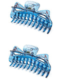 Thick Hair Super Large Clips Crystal Plastic Claw Clamps Hairgrips Clips Accessories for Women, 2 pack. (Blue)