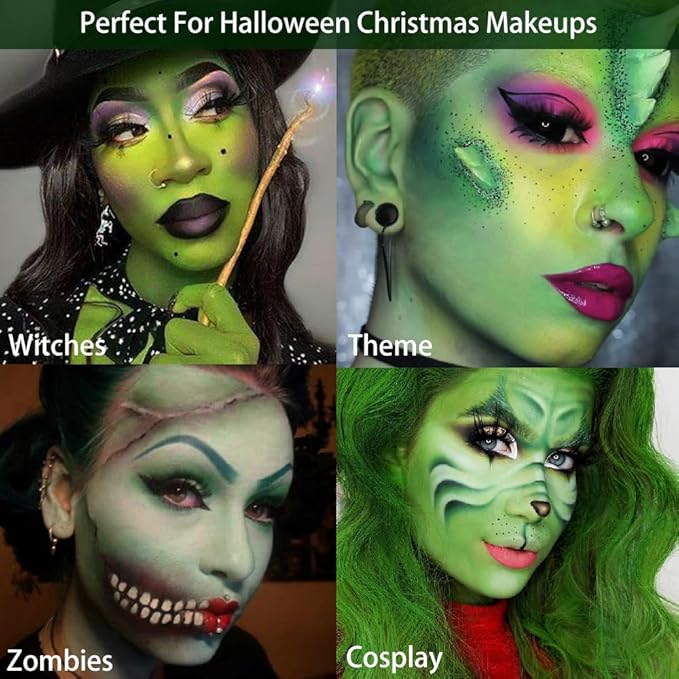 Afflano Green Eyeshadow Palette, Green Glitter Eyeshadow Highly Pigmented, Forest Emerald Christmas Makeup Palettes, Yellow Lime Grass Greenish Makeup Eye Shadow Pallet 15 Color