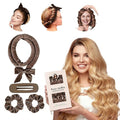 Heatless Curls Overnight Headbands for Women, Heatless Curlers Set with Scrunchies and Clip, Hair Rollers for Women to Sleep in, Soft Velvet Heatless Hair Curler for Long Hair, No Heat Damage (Brown)