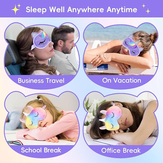 my novel things Cooling Eye Mask and Sleep Mask Cover Rainbow Birthday Cute Gifts Teens Women, Cold Warm Compress for Dry Eyes Spa at Home Travel Plush Blindfold Sleeping