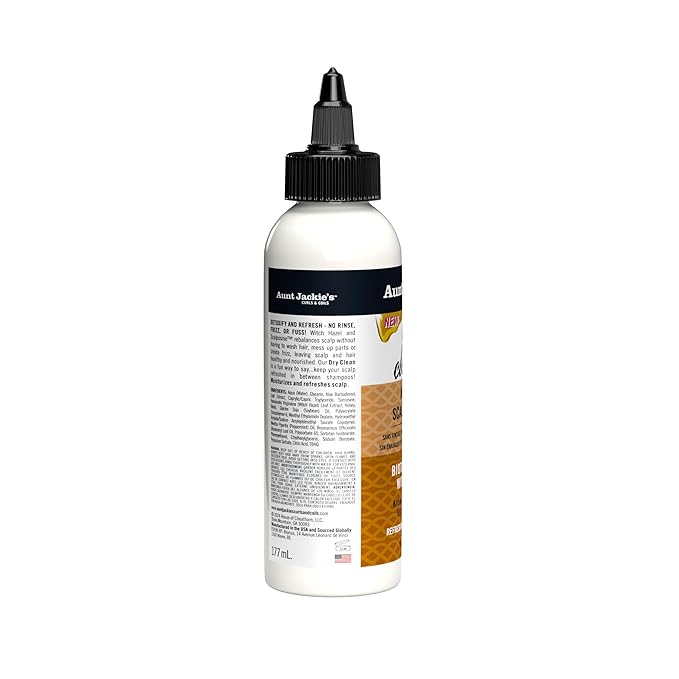Aunt Jackie’s Braid + Twist Collection Dry Clean! No Rinse Scalp Refresh – Detox and Moisturize Scalp with Witch Hazel, Scalposine, Biotin, and Honey – 6 fl oz