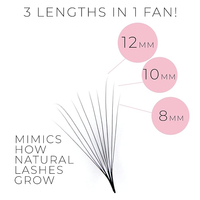 One V Salon Pro 8D Camellia Promade Loose Fans, 500 Premade Layered Volume Lash Fans | D Curl | 0.07 mm | 11-13-15 mm Mixed in Each Fan | Thin Base, Hand-Crafted Eyelash Extensions (8D-D-Curl)