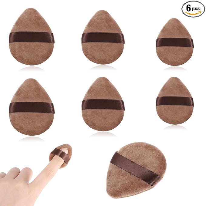 Giantree 6Pcs Mini Powder Puff, Setting Powder Puff, Mini Powder Finger Puff, Triangle Makeup Puff for Foundation Setting, Cushion Puff for Women Girls(Style B)