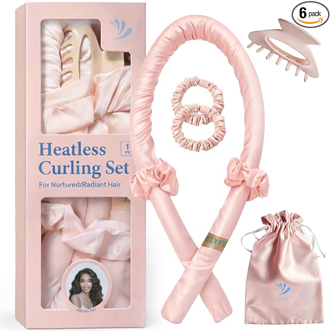 Satin Heatless Curling Set - Soft Curlers to Sleep In, Overnight Heatless Curls for Long Hair, Shoulder Length, Overnight Hair Curlers for Frizz-Free, No Heat Damage Styling, Gift for Teen Girl,Women