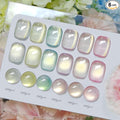 Born Pretty Golden Mirage Cat Magnetic Eye Gel Nail Polish Set,6 Colors Spring Summer Gold Glitter Pink Green Magnetic Gel Polish Kit Soak Off U V Gels DIY Art for Girls Women