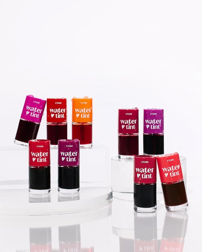 ETUDE Dear Darling Water Tint 3 Color SET (Strawberry Ade+Cherry Ade+Orange Ade, 9g*3) | Vivid Color Lip Stain with Moisturizing Weightless & Non-sticky Finish | Korean Makeup, Perfect for Gift
