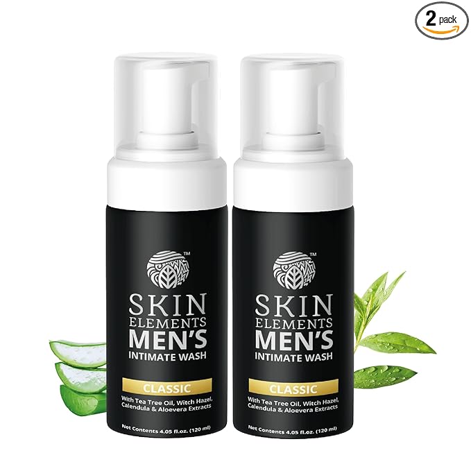 Skin Elements Intimate Wash for Men with Tea Tree Oil | pH Balanced Foaming Hygiene Wash | Control Bad Odor & Unwanted Sweat | Refreshes Intimate Area | 240 ml | Pack of 2