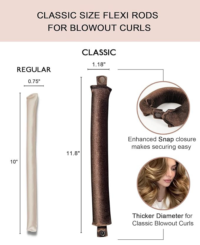 Classic Heatless Curls Overnight Rods - Upgraded Directional Grip Velvet No Heat Hair Curlers to Sleep Hair Rollers Flexible Curling Rods Set for Long Thicker Hair, Full Coverage Larger Silk Scarf