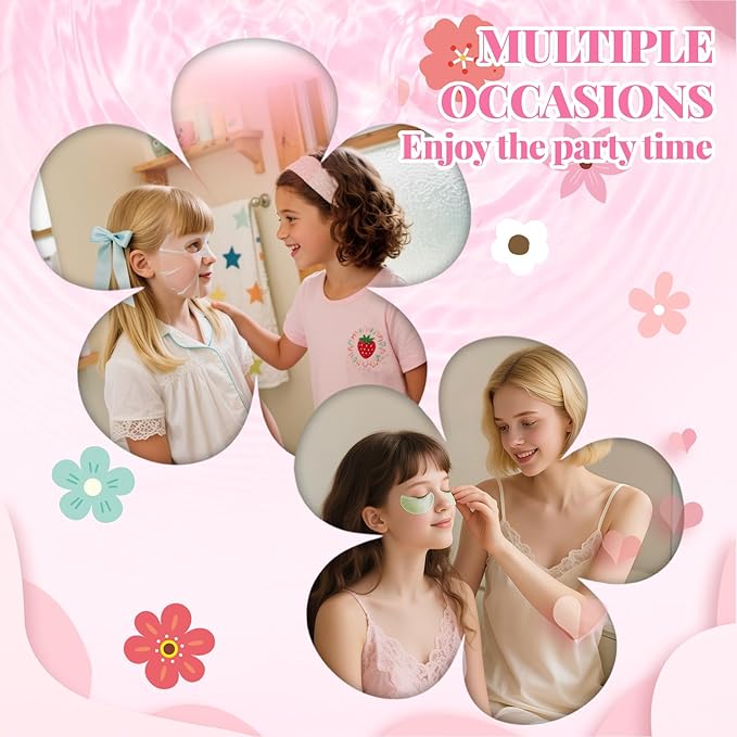120 PCS Spa Party Supplies for Girls, Sleepover Party Supplies for Girls, Skincare Set, Include Face & Lip Masks, Foot Bath Bombs, Hand Cream, Lip Balm, Under Eye Patches, Spa Party Favors