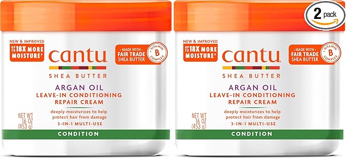 Cantu Leave-In Conditioning Repair Cream, 16 oz | Argan Oil | Pack of 2