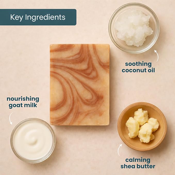 Sandalwood Soap Bar - Goat Milk Soap for Men & Women - Natural, Handmade w/Real Milk - Dry Skin, Hands/Body - Premium, Gentle, No Dyes - (1, Large, 5oz)