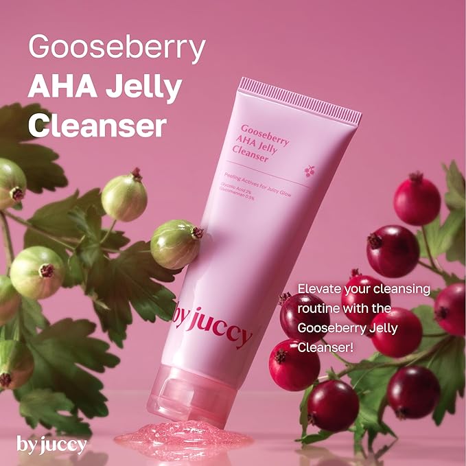 Gooseberry AHA Jelly Cleanser | Gentle & Hydrating | Low PH | Glycolic Acid, Indian Gooseberry, Sea Buckthorn | Exfoliates Dead Skin Cells | Korean Skin Care | By Juicy | 4.05 Fl.oz