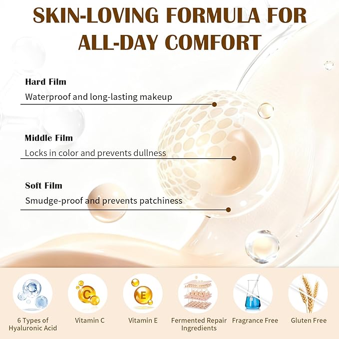 UCANBE 2-IN-1 Foundation + Concealer, Full Coverage Long-Lasting Matte Makeup for Normal, Combination and Oily Skin, Buildable Waterproof Formula with Hyaluronic Acid （03 Soft Beige）