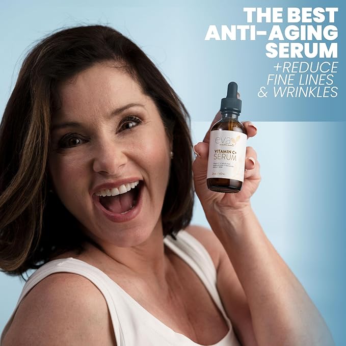 Eva Naturals Vitamin C Serum for Face – Anti Aging Dark Spot Remover & Corrector with Retinol, Hyaluronic Acid, Niacinamide & Salicylic Acid – Brightening, 1 fl oz