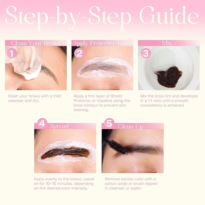 CALAILIS Eyebrow Tint Kit, Eyebrow Color Kit with Natural Effects Long Lasting 6+ weeks, Waterproof Brow tint with Gentle Ingredients, Safe & Easy to Use for Salon & at Home (Brown)