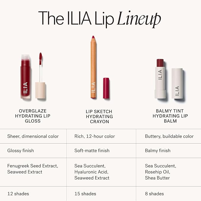 ILIA - Overglaze Hydrating Lip Gloss | Long-Wear, Non-Sticky, 24-Hour Hydration | Smooth + Plump | Vegan + Silicone-, Gluten-, Nanoparticles-Free (Vessel)