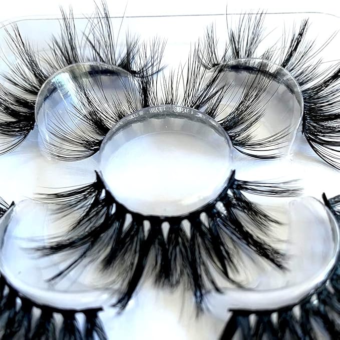 Sunniess False Eyelashes 25 mm Lashes Fluffy Wispy Volume Fake Lashes for Halloweens Cosplay Party Stage Make up Faux Mink Lashes