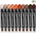 LUXAZA PRO 10PCS Eyeshadow Stick,Shimmer And Matte Brown Metallic Cream Eyeshadow Pencil Crayon with Smudge-proof & Waterproof,Eye Brightener Stick
