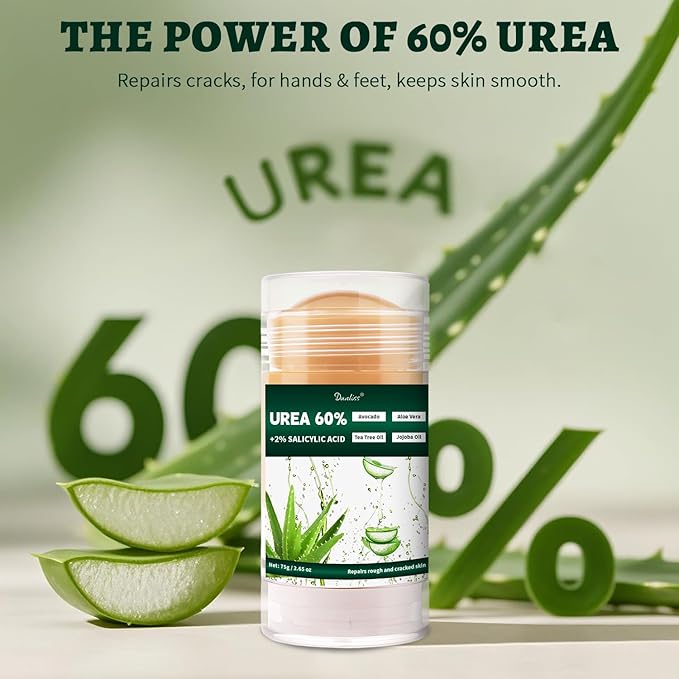 Urea 60% Cream with 2% Salicylic Acid – Maximum Strength Foot, Hand and Elbow Cream for Dry, Cracked Skin, Toenail Softening with Aloe Vera,Tea Tree & Jojoba Oil 2.65 oz.
