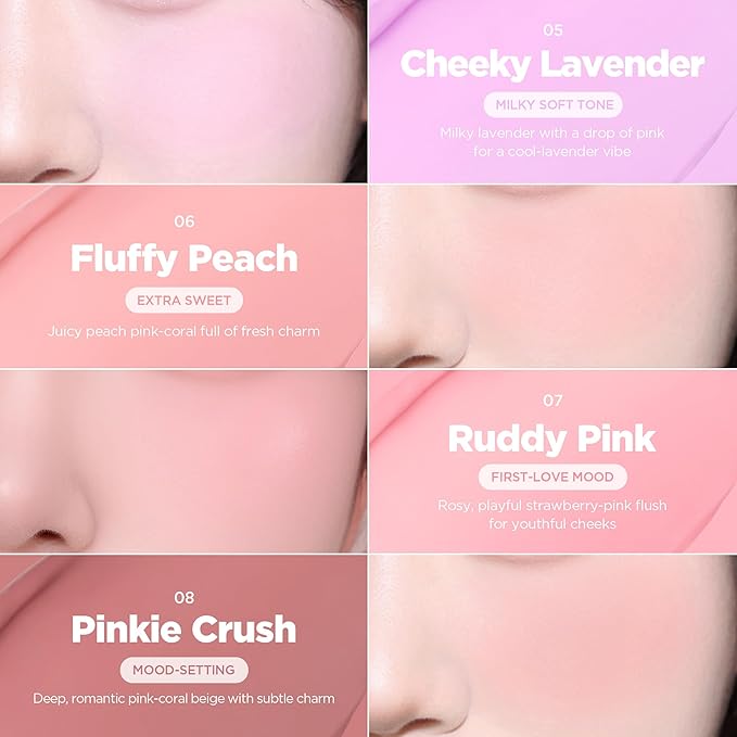 lilybyred Luv Beam Cheek Balm | Heart-Shaped Korean Cream Blush, Semi-Matte Finish, Long-Lasting, Blendable & Buildable, Soft Creamy Texture, Lightweight, Natural Flush, 0.12 oz. (17 Coral Peach)
