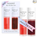 NOONI Korean Lip Oil Set - Appleberry & Applewine - Long-Lasting, Moisturizing, Revitalizing - Waterproof, No Peel Off, Stocking Stuffers (2EA, 0.12 fl oz)