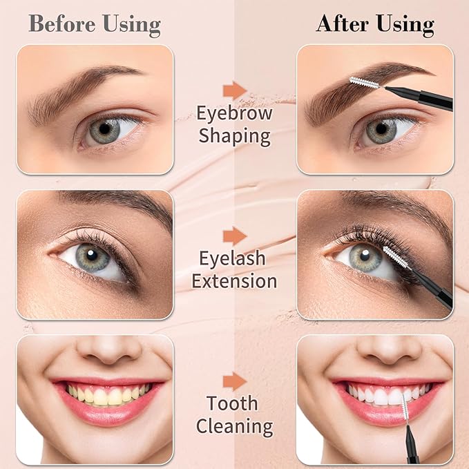 MAPVOLUT 120PCs Micro Eyebrow Brush with Cap - Eyebrow Tinting, Lash Filler, Brow Lifting Brush - Professional Makeup Kit for Eyebrow Lamination, Beauty Salon & Home Beauty Care