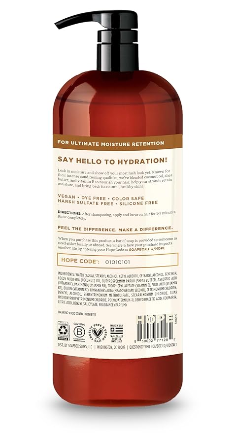 Soapbox Shampoo and Conditioner Set with Coconut Oil, Jojoba Oil, Aloe and Shea Butter to Moisturize and Nourish for All Hair Types, 1 Liter Each (Pack of 2)