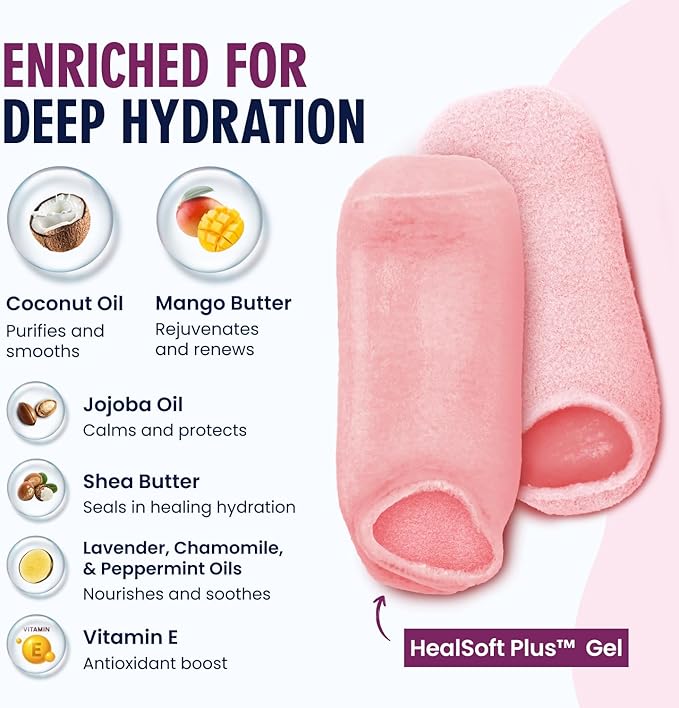 Dr. Frederick’s Original Moisturizing Gel Socks for Men & Women – Dry Feet & Cracked Heel Treatment – Full Foot Gel Lining with Mango Butter, Shea Butter, Jojoba & Coconut Oil – Plush Pink