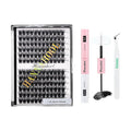 12rows-Large Tray Mixed 8-10-12-14-16mm/Mixed 14-15-16mm/Mixed14mm-16mm/Mixed 18-20mm Wide Stem Individual False Eyelashes Dramatic Black Cluster Eyelashes (Lashes Kit-14-16MM)
