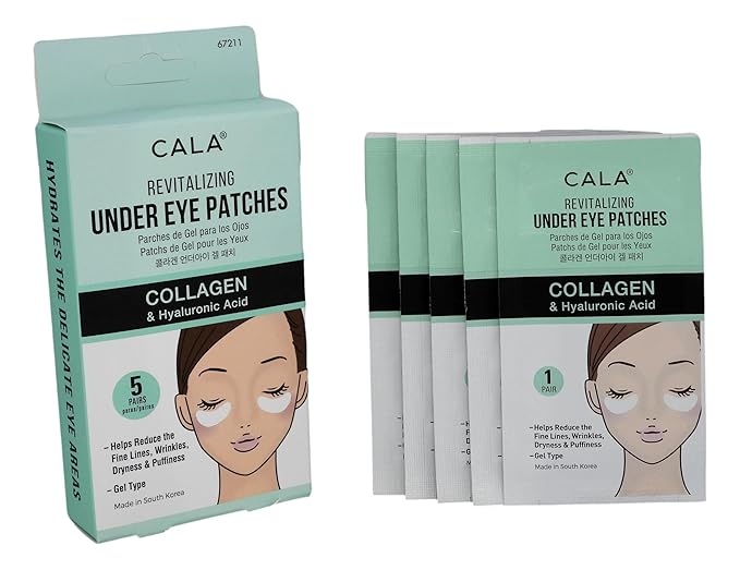 Cala Under Eye Patches Collagen + Hyaluronic Acid, Firming Hydrating Eye Masks to Depuff & Brighten, Helps Soften Fine Lines, 5 Pairs, 10–20 Minute Use