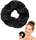 30 Momme 100% Mulberry Silk Scrunchies for Women and Girls, Oversized XL Hair Tie for Sleeping, Soft Smooth for No Damage Hair Care Sleeping (Black)