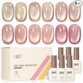 GAOY Icy Glass Cat Eye Gel Nail Polish with Magnet, Moonlight & Sheer Nude Shades, Satin Finish with Gemstone Holography, Pink Nude for Wedding, Nail Art Designs