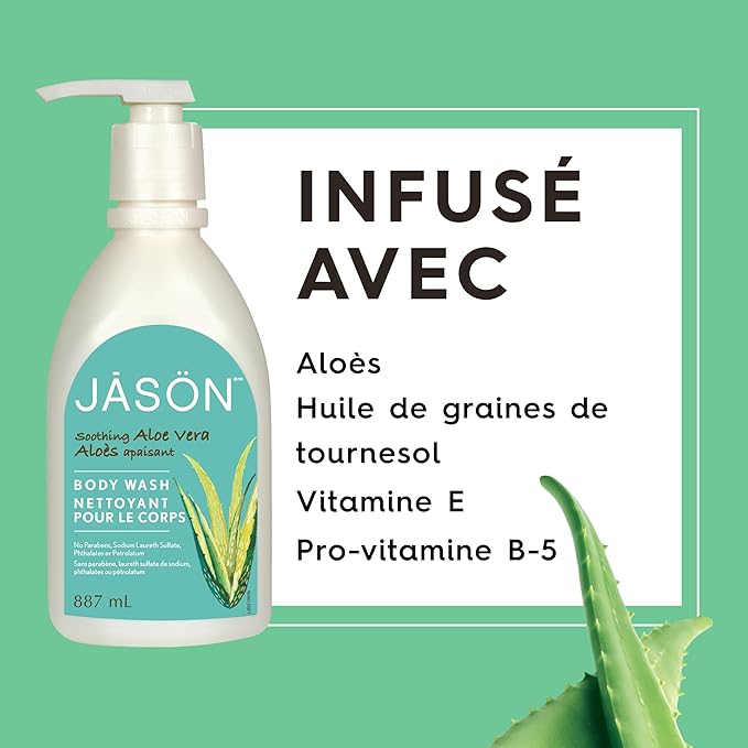 JASON Natural Body Wash & Shower Gel, Soothing Aloe Vera, 30 Oz (Pack of 2)