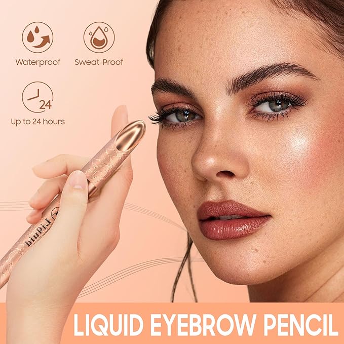 Eyebrow Pen - 2026 New Upgraded 4D Liquid Eye Brow Microblading Pencil With Micro 4 Point Lift & Brow Pen Snatch, Long-Lasting Waterproof, Gifts for Women (Gray)