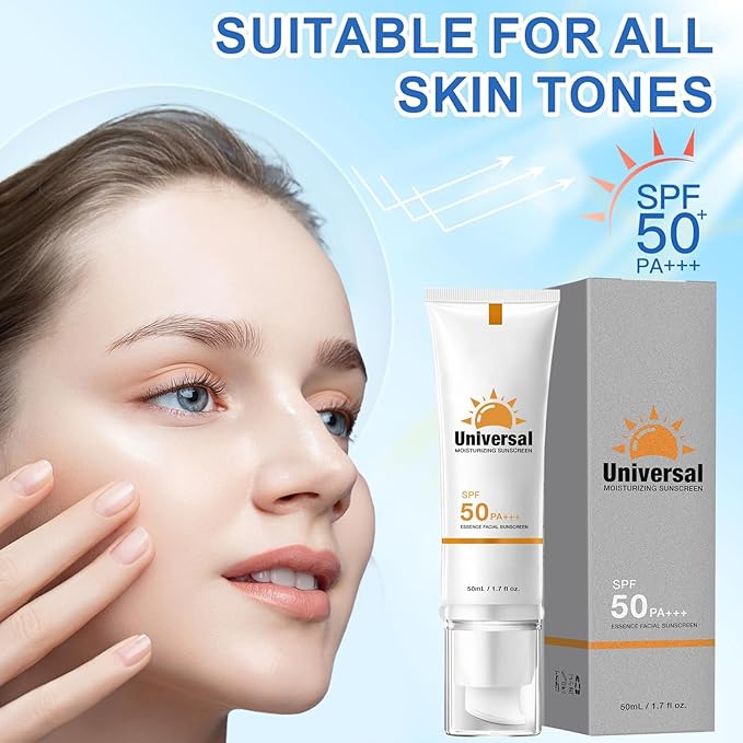 Tinted Sunscreen For Face SPF 50,Universal Protector Solar 50 Face Sunscreen Moisturizer,No Sticky,Suitable for all Skin Types,50ml,2pcs