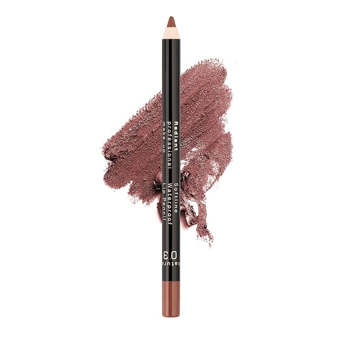 Radiant Professional Waterproof Lip Liner Pencil – Long Lasting, Creamy & Highly Pigmented Lipliner with Vitamin E & Jojoba Oil – Smudge-Proof, Smooth Lip Contour, 1.20 g (03 NATURAL)