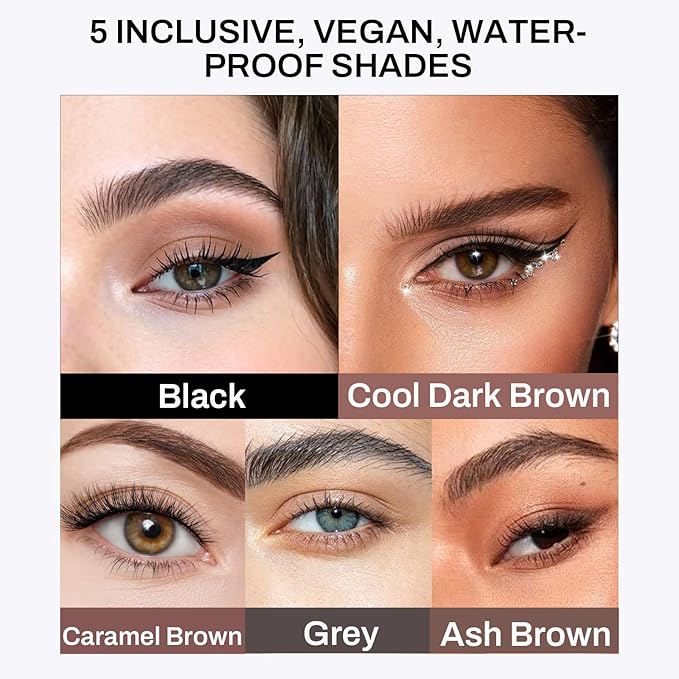 Replaceable Eyebrow Pencil, Ultra Fine 1.5mm Tip Draws Tiny Brow Hairs, Long Lasting & Budgeproof, Waterproof Brow Pencil Built-in Spoolie Brush (Cool Dark Brown)