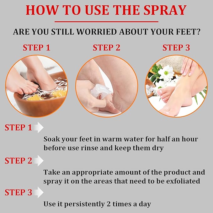 Foot Peeling Spray Oil,Moisturizing Nourishing Foot Exfoliating Peeling Spray,Instantly Hydrating Gently Foot Peel Off Spray for Removing Dead Skin & Calluses（Orange）