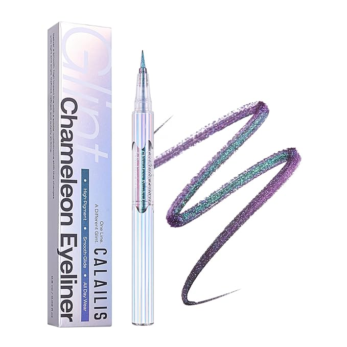CALAILIS Chameleon Liquid Eyeliner, Purple Blue Liquid Glitter Eyeliner, Glitter Eyeliners Waterproof, Glitter Makeup (HCLL01)