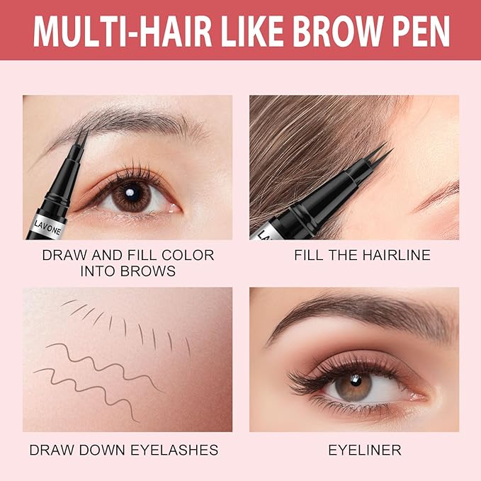 Eyebrow Pencil, 2-in-1 Waterproof Eyebrow Pen, with 2 Tip Microblading Eyebrow Pencil and Ultra-Precise Brow Pencil, with Eyebrow Brush, Eyebrow Pencils for Women, Natural Hair-Like Brows,Light Brown