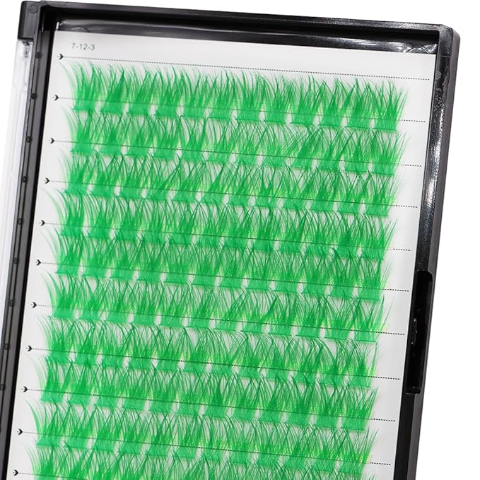 →VAYATOR Wide Stem With Various Colored False Eyelashes D Curl Eyelash String 10-20mm Choose Professional Makeup Personal Eyelash String Grafted Eyelash Extension Cluster（Green -10-12-14-16mm Mixed）