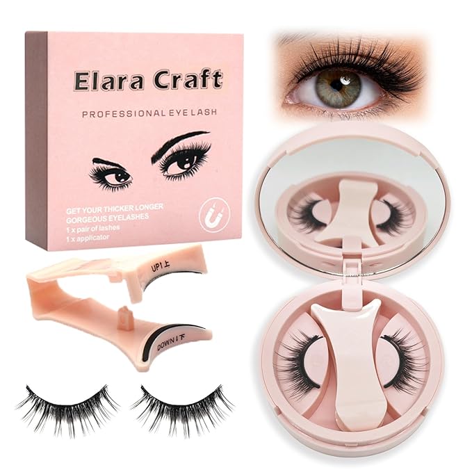 Magnetic Eyelashes,Magnetic Eyelashes with Applicator,No Glue Needed Soft Lashes Kit,Reusable False Lashes Natural Look and Waterproof(L02)