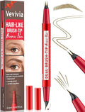 Vevivia Eyebrow Pencils for Women - Eyebrow Pen with Dual-Brush-Tip & Curved Tip for Natural Fuller-Looking Brows, Precise Hair-Like Strokes for All Brow Types, Last All-Day Brow Makeup, Light Brown