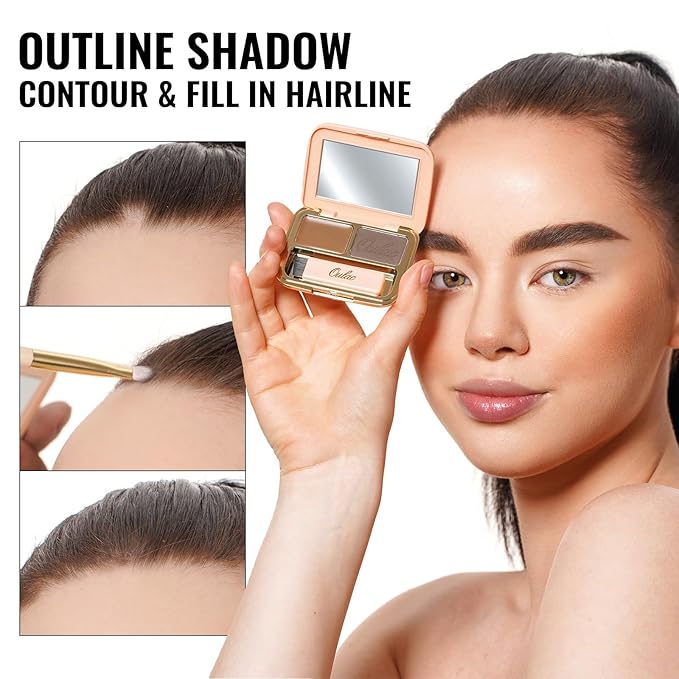 Oulac Waterproof Brown Eyebrow Powder Kit with Brow Brush 2 in1 Long Lasting Instant Eyebrow Pomade & Powder Natural Makeup for Sparse Brows 3.2 g/0.11 oz (Ginger）