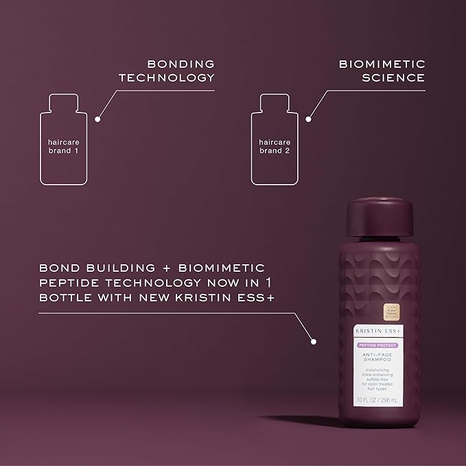 Kristin Ess+ Anti-Fade Moisturizing Shampoo with UV Color Shield & Peptide Technology for Prolonged Color Vibrancy - Sulfate Free, Paraben Free, Vegan, 10 fl oz