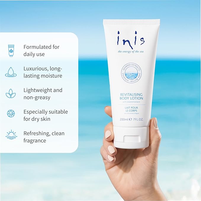 Inis the Energy of the Sea - Revitalizing Body Lotion for Women and Men, Seaweed and Shea Butter Daily Moisturizer, Non-Greasy Scented Skin Lotion, 7 fl oz