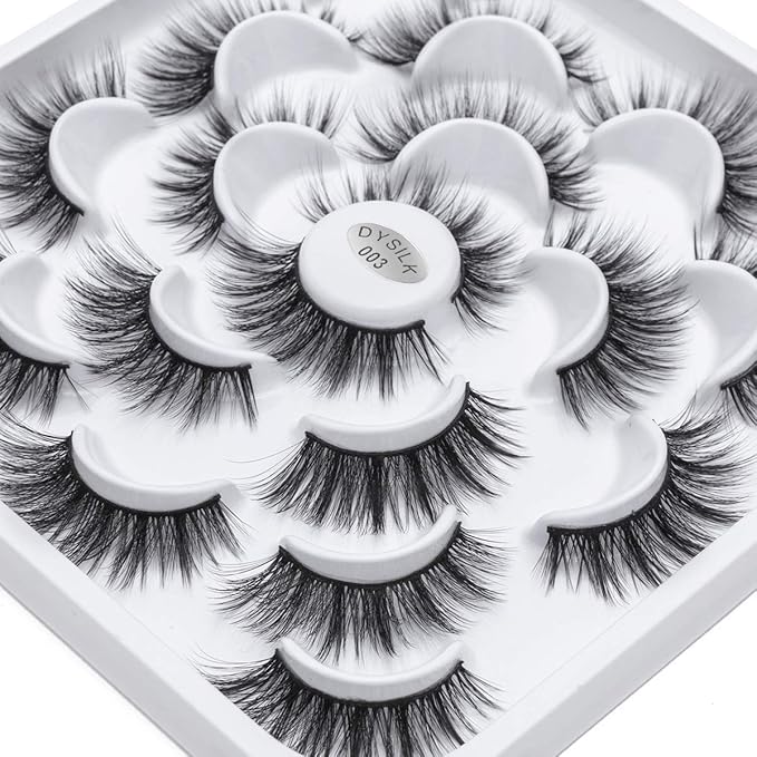 DYSILK Lashes Mink Eyelashes - False Eyelashes 10 Pairs 6D Faux Mink Lashes Pack Eye Lashes Cat Eye Lashes Fluffy Eyelashes Fake Lashes Reusable False Eyelashes Wispy | 15mm